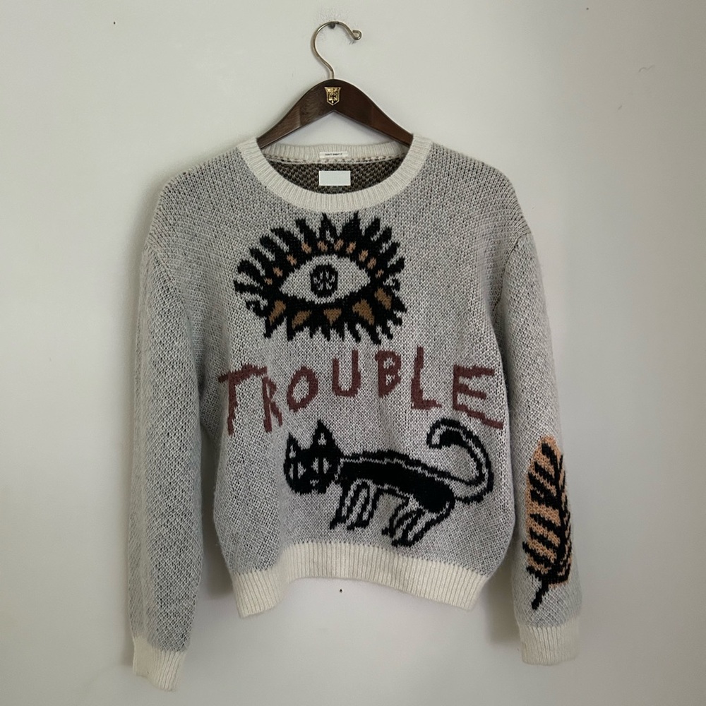 Mother The Jumper Printed Alpaca Crewneck Sweater - Picture 2 of 7